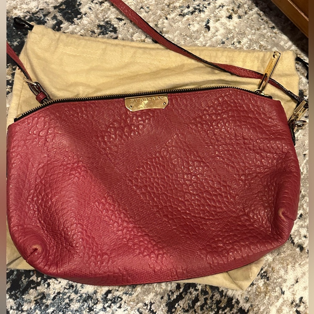 Burberry Leather Grain Check Crossbody Bag